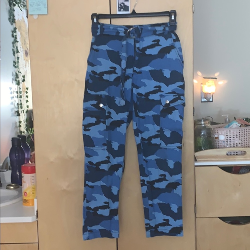 Blue Camo Cargo Pants